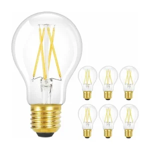 NETTLIFE Lot de 6 ampoules LED E27 vintage : ampoule A60 2700K 4W Edison à filament blanc torride lampe antique en verre à...