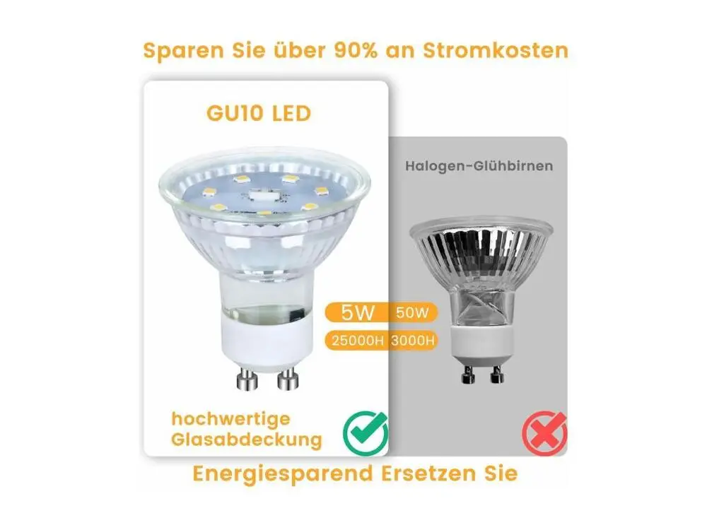 NETTLIFE Lot de 6 ampoules LED GU10 Blanc neutre 5 W, remplace une ampoule 50 W 4000 K économie d'énergie angle de faiscea...