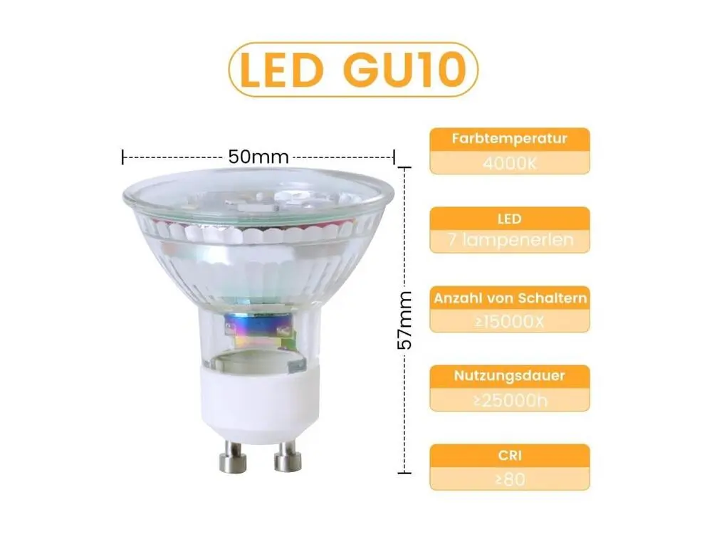 NETTLIFE Lot de 6 ampoules LED GU10 Blanc neutre 5 W, remplace une ampoule 50 W 4000 K économie d'énergie angle de faiscea...
