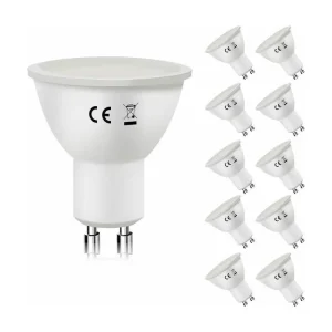 NETTLIFE Lot de 10 lampes LED GU10 Blanc brûlant 3000K 6W remplace les ampoules à incandescence 60W économie d'énergie ang...