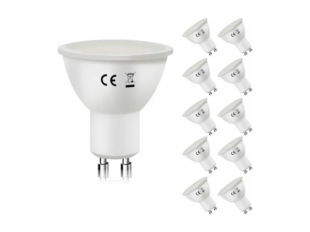 NETTLIFE Lot de 10 lampes LED GU10 Blanc brûlant 3000K 6W remplace les ampoules à incandescence 60W économie d'énergie ang...