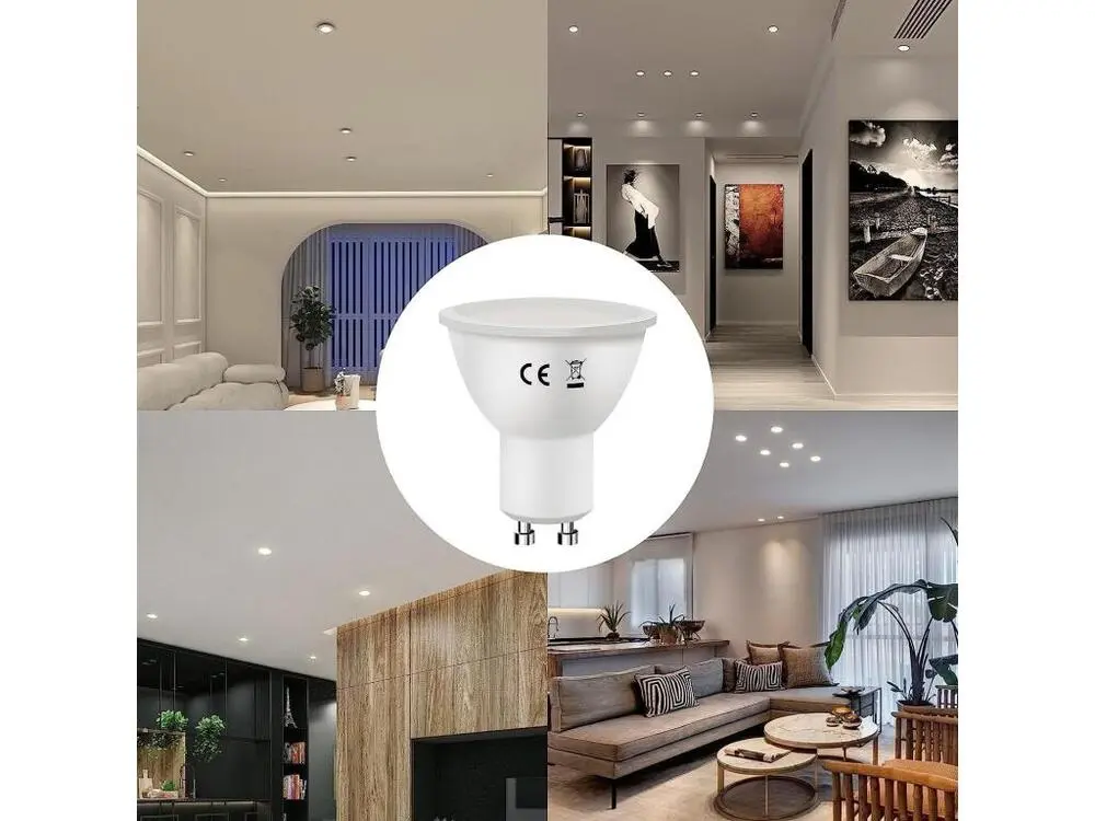 NETTLIFE Lot de 10 lampes LED GU10 Blanc brûlant 3000K 6W remplace les ampoules à incandescence 60W économie d'énergie ang...