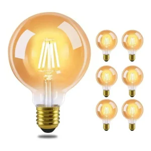 NETTLIFE Pack de 6 ampoules LED E27 lampe classique - ampoules à filament blanc chaud G95 2700K 4W Edison idéales pour mai...