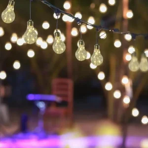 Outsunny Guirlandes lumineuses solaires extérieures - lot de 2 pièces - total 20 ampoules LED blanc doux - longueur totale...