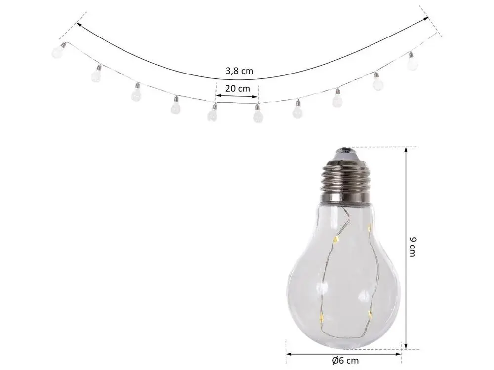 Outsunny Guirlandes lumineuses solaires extérieures - lot de 2 pièces - total 20 ampoules LED blanc doux - longueur totale...