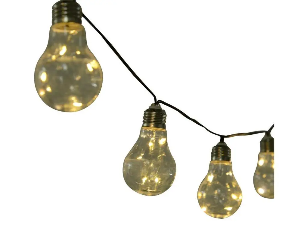 Outsunny Guirlandes lumineuses solaires extérieures - lot de 2 pièces - total 20 ampoules LED blanc doux - longueur totale...