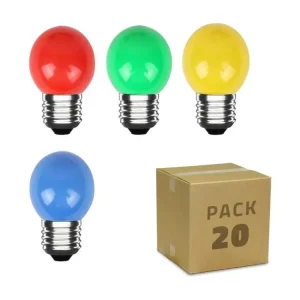 Pack 20 Ampoules LED E27 3W 300 lm G45 4 Couleurs Bigarré