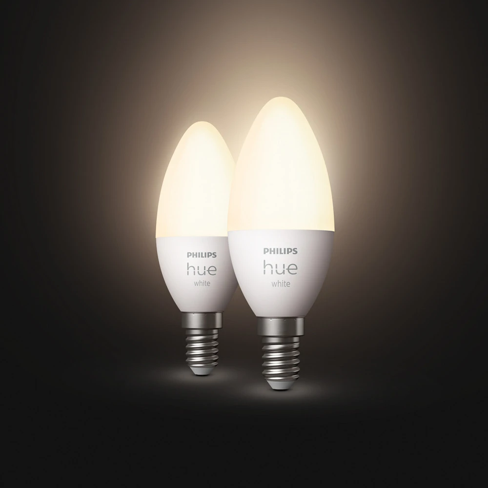 Philips Hue Blanc pur 5,5W E14 2 ampoules flamme LED