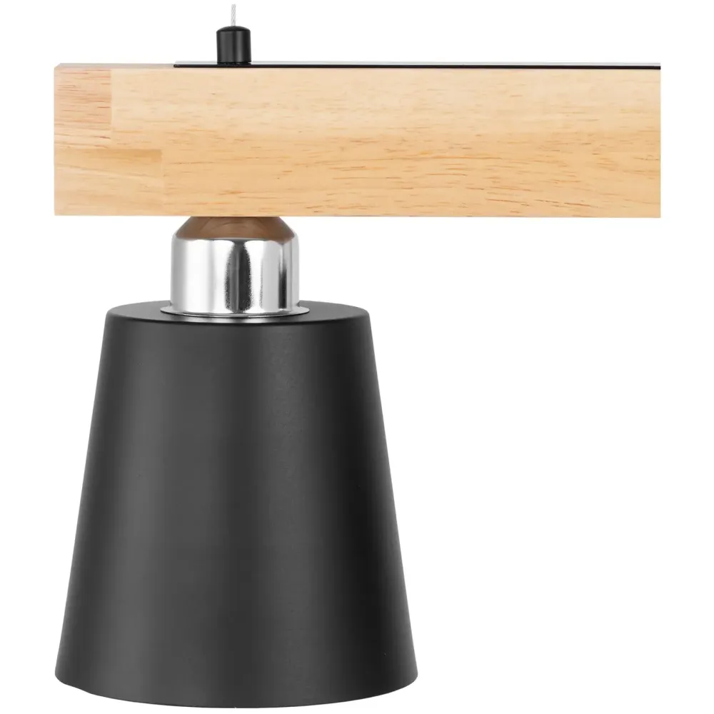 Plafonnier 3 ampoules poutres en bois bois fer noir bois naturel 14_0009520