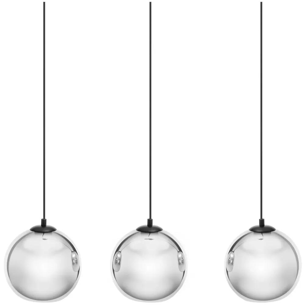 Plafonnier 3 ampoules verre verre fer chromé noir argenté 14_0009521