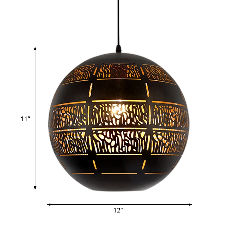 Sphere Down Lighting Lampe à suspension décorative en métal à 1 ampoule, bronzé, 10"/12" de large