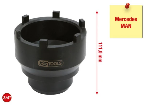 Outil de déjantage KS Tools Clé à contre-écrou 3/4" avec 6 broches pour Mercedes et MAN 95-115 mm 450.0168 prendr...