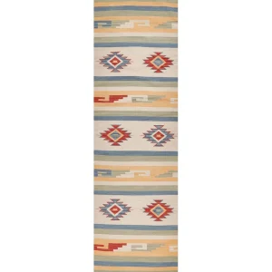 Coton bio Kilim Runner Rug 80 x 300 cm Multicolour APARAN