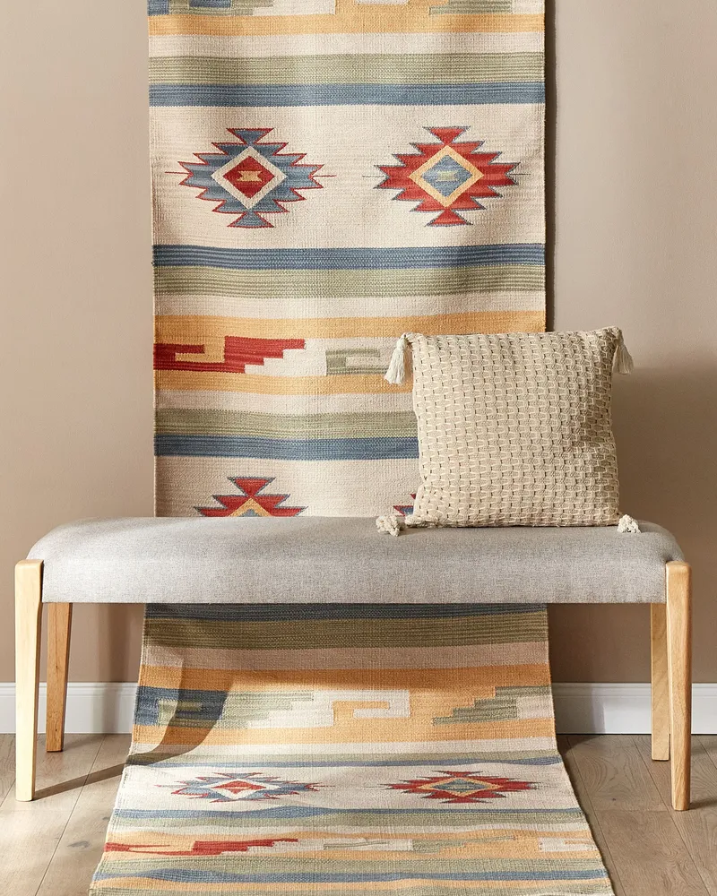 Coton bio Kilim Runner Rug 80 x 300 cm Multicolour APARAN