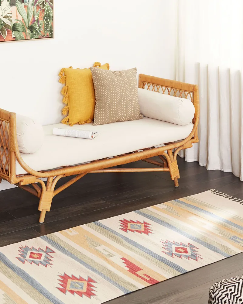 Coton bio Kilim Runner Rug 80 x 300 cm Multicolour APARAN