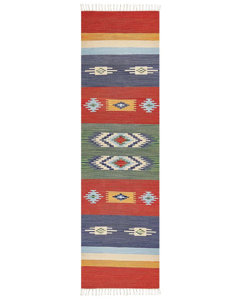 En coton pur Kilim Area Rug 80 x 300 cm Multicolour KAMARIS