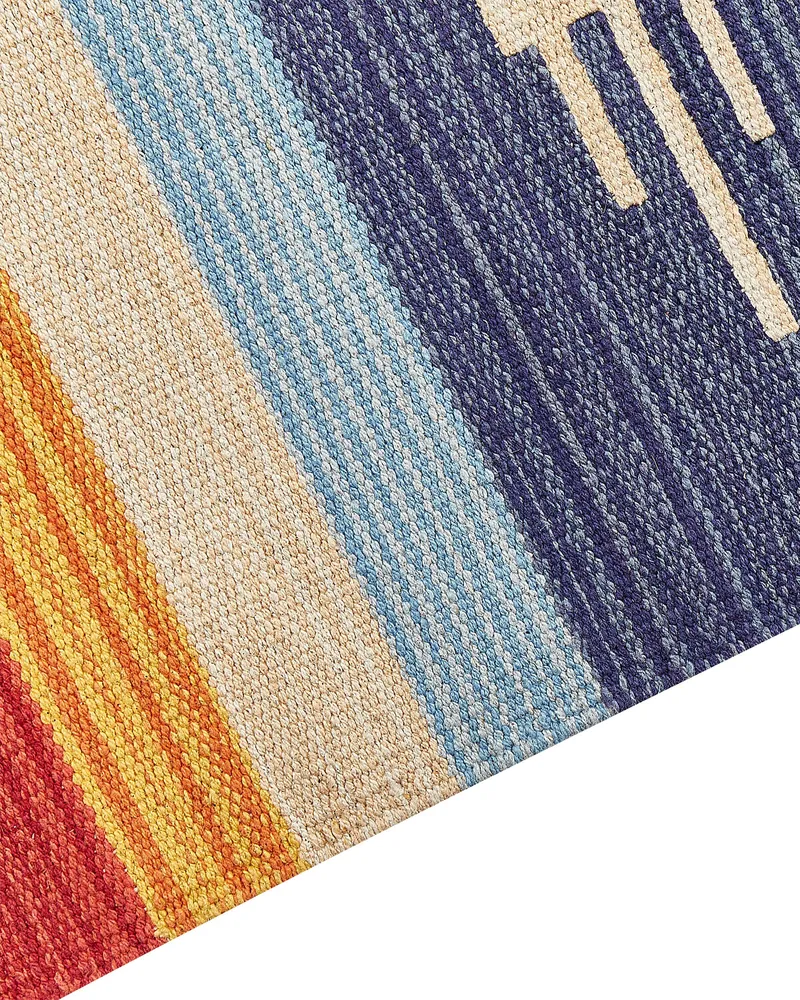 En coton pur Kilim Area Rug 80 x 300 cm Multicolour KAMARIS