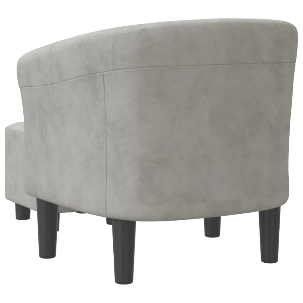 Fauteuil lounge assise confortable design novateur avec repose-pied velours gris clair DEC026421