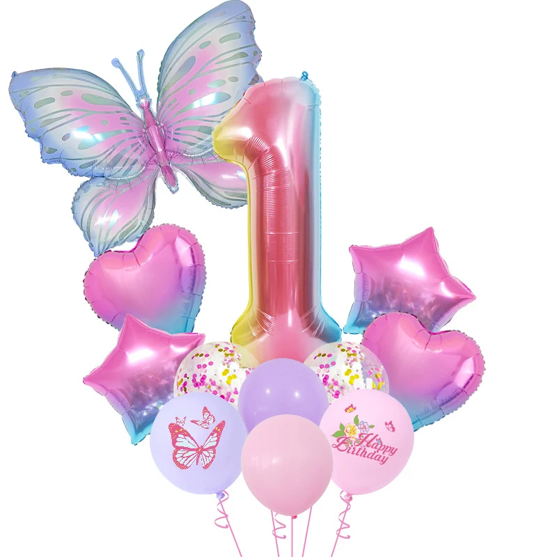 Filet de sécurité Ensemble de Ballons Chiffres Papillons Dégradés Bleu Glacé pour Fête d'Anniversaire BA45