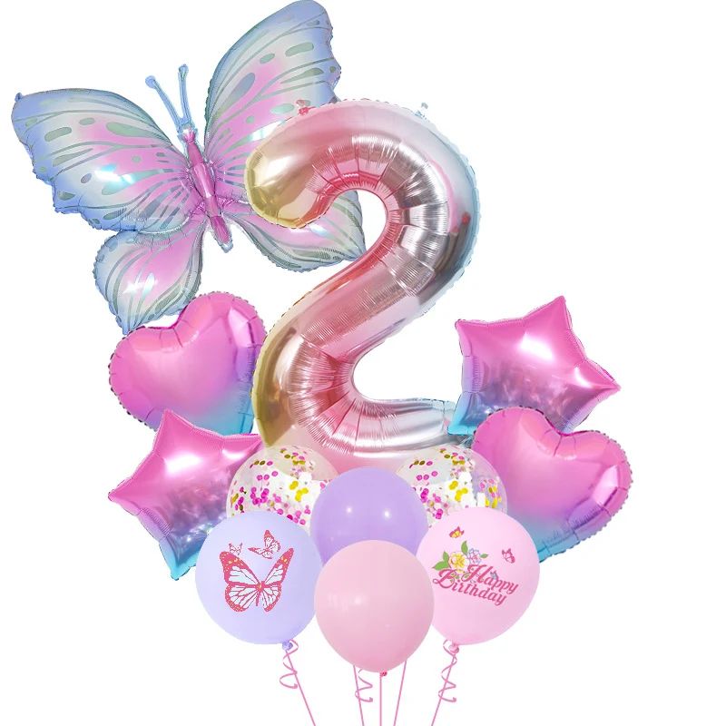 Filet de sécurité Ensemble de Ballons Chiffres Papillons Dégradés Bleu Glacé pour Fête d'Anniversaire BA45