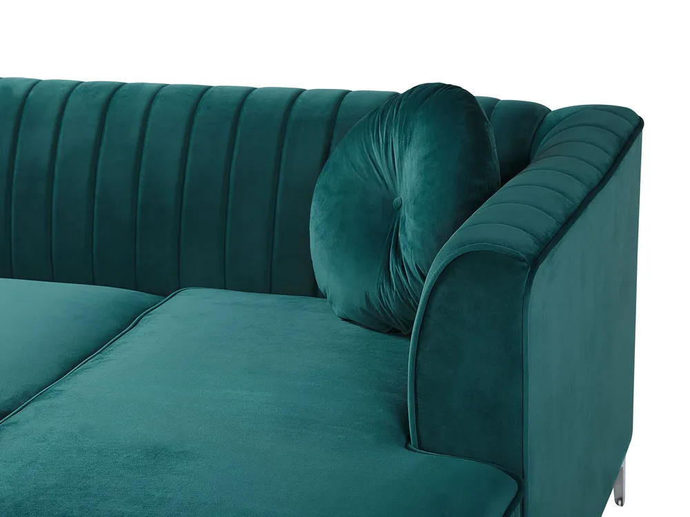 Left Hand Panne Corner Sofa Green TIMRA