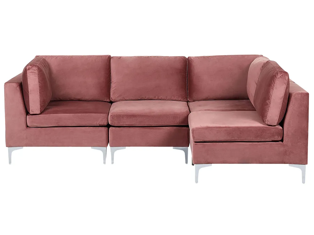 Left Hand 4 Seater Modular Velvet Corner Sofa Rose vif EVJA