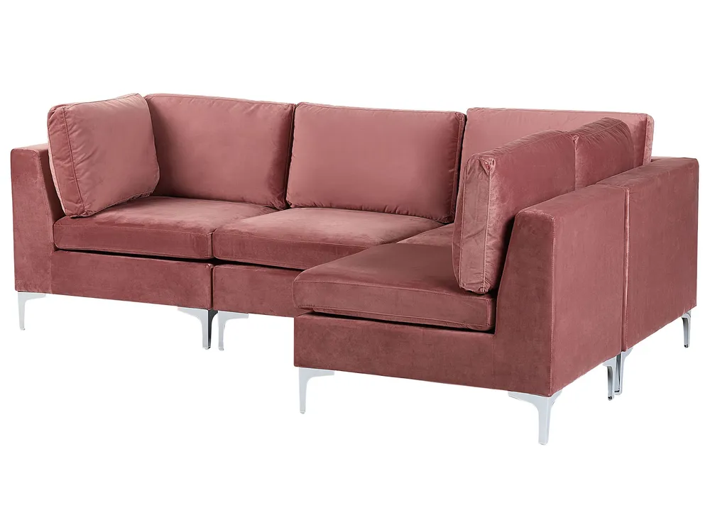 Left Hand 4 Seater Modular Velvet Corner Sofa Rose vif EVJA