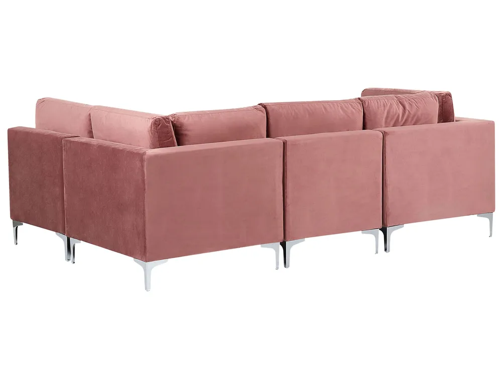 Left Hand 4 Seater Modular Velvet Corner Sofa Rose vif EVJA