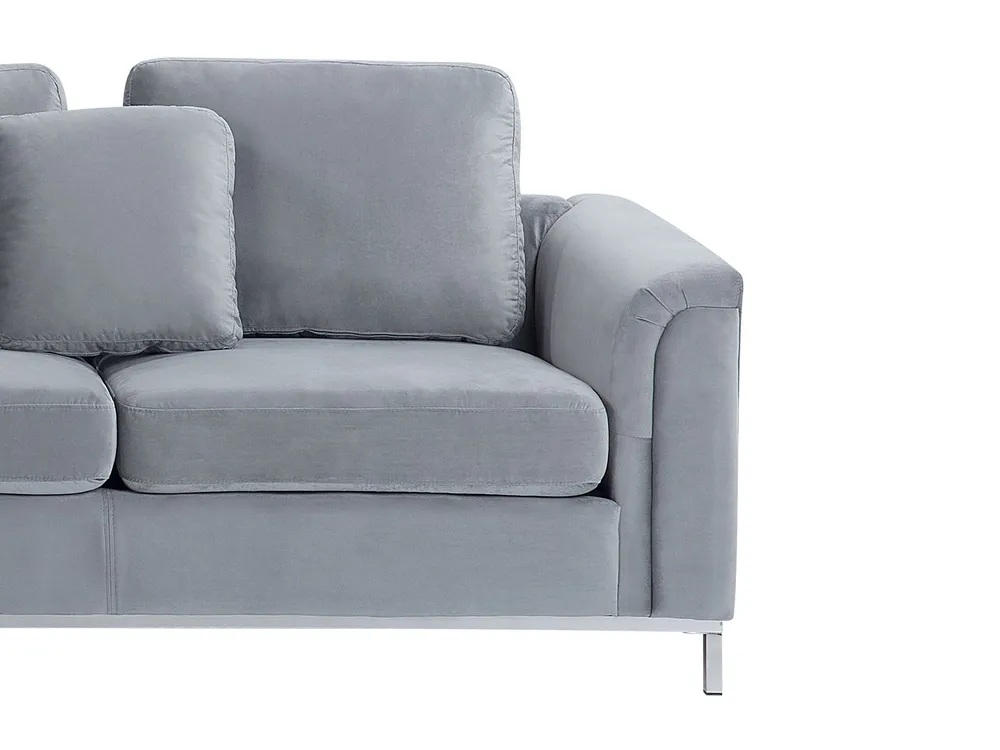 Left Hand En velours Corner Sofa Light Grey OSLO Taille Universelle