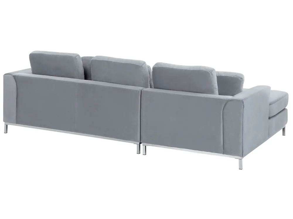 Left Hand En velours Corner Sofa Light Grey OSLO Taille Universelle