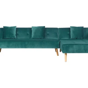 Left Hand Velvet Corner Sofa Bed Vert jade VADSO