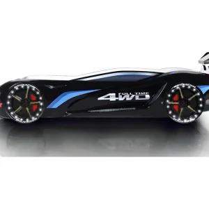 Lit voiture de course turbo V1 noir 90x190 | Livraison Rapide