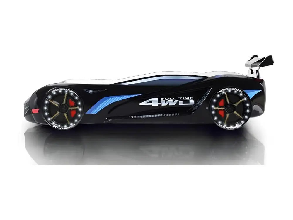 Lit voiture de course turbo V1 noir 90x190 | Livraison Rapide