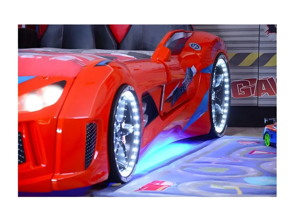 Lit voiture de course turbo V1 noir 90x190 | Livraison Rapide