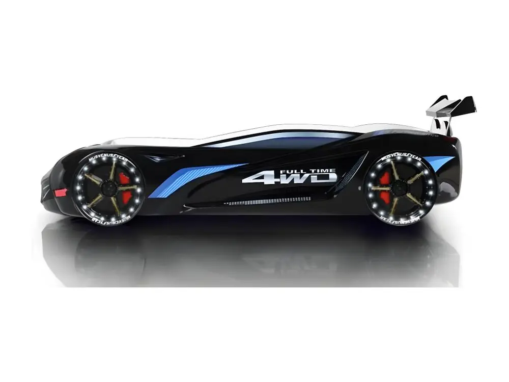 Lit voiture de course turbo V1 noir 90x190 | Livraison Rapide