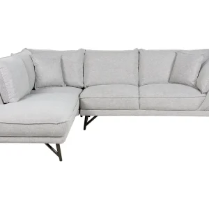 Right Hand Tissu lin Corner Sofa Light Grey ELGA