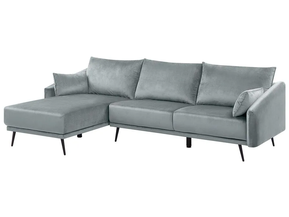 Right Hand Velours Corner Sofa LED Grey VARDE