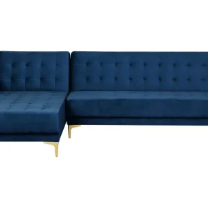 Right Hand Velvet Corner Sofa Marine Blue ABERDEEN
