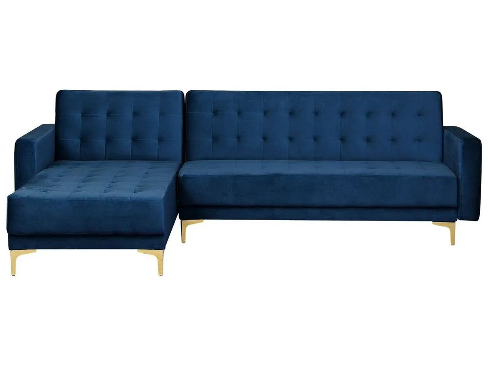 Right Hand Velvet Corner Sofa Marine Blue ABERDEEN