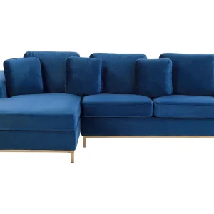 Right Hand Velvet Corner Sofa Marine Blue OSLO