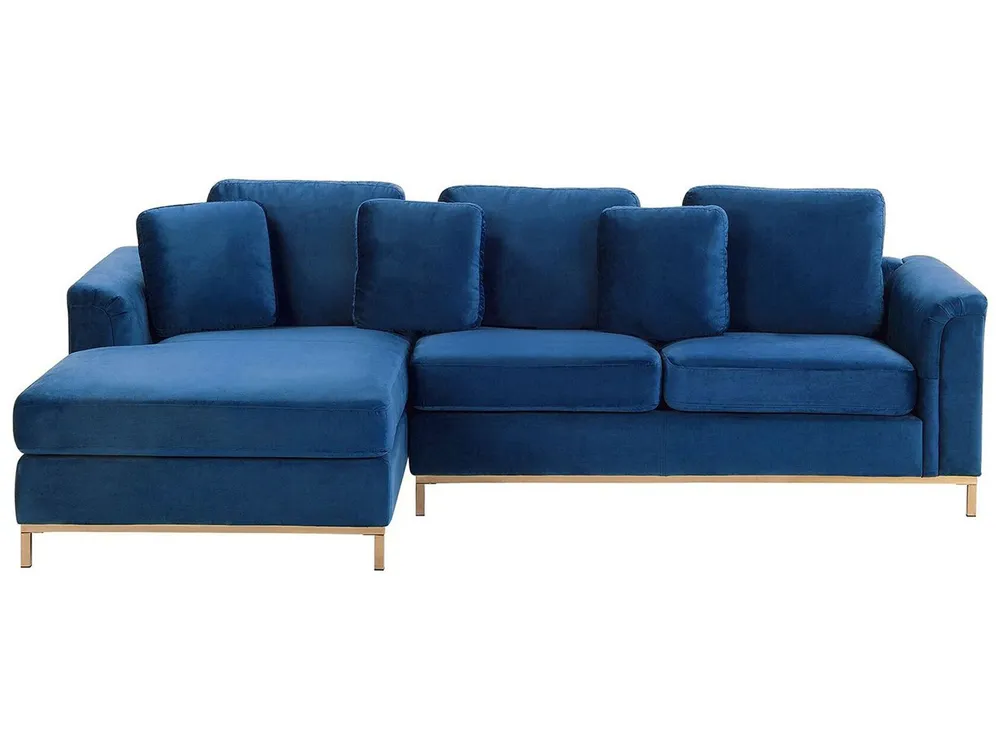 Right Hand Velvet Corner Sofa Marine Blue OSLO