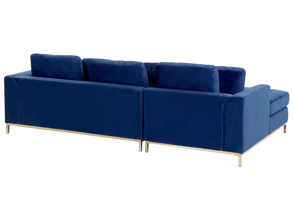 Right Hand Velvet Corner Sofa Marine Blue OSLO