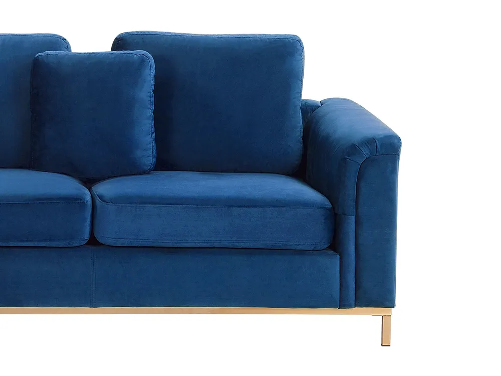 Right Hand Velvet Corner Sofa Marine Blue OSLO