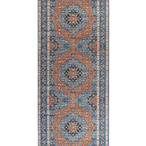 Runner Rug 80 x 200 cm Blue and Orange MIDALAM