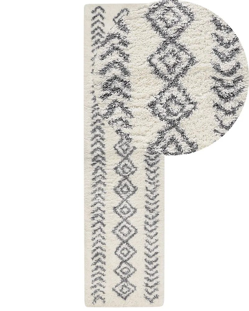 Shaggy Runner Rug 80 x 300 cm Blanc pur and Grey AYRUM