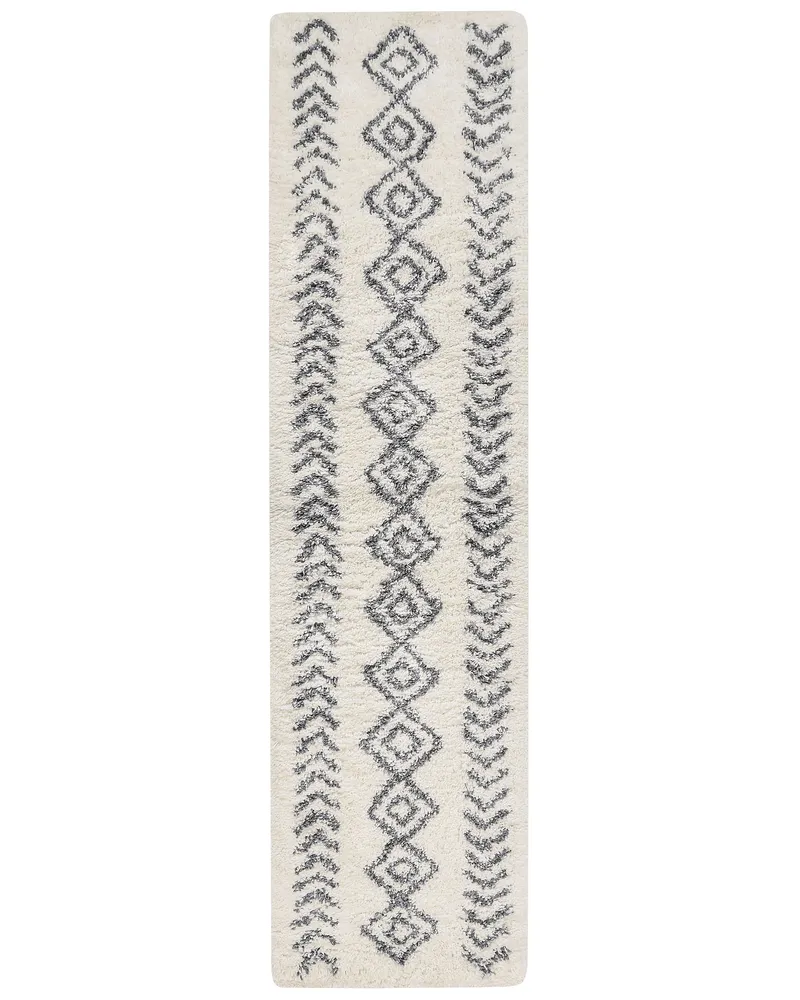 Shaggy Runner Rug 80 x 300 cm Blanc pur and Grey AYRUM