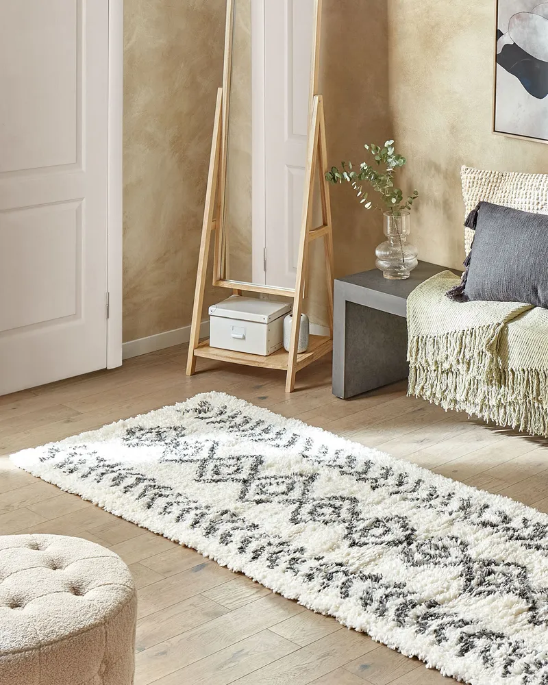 Shaggy Runner Rug 80 x 300 cm Blanc pur and Grey AYRUM