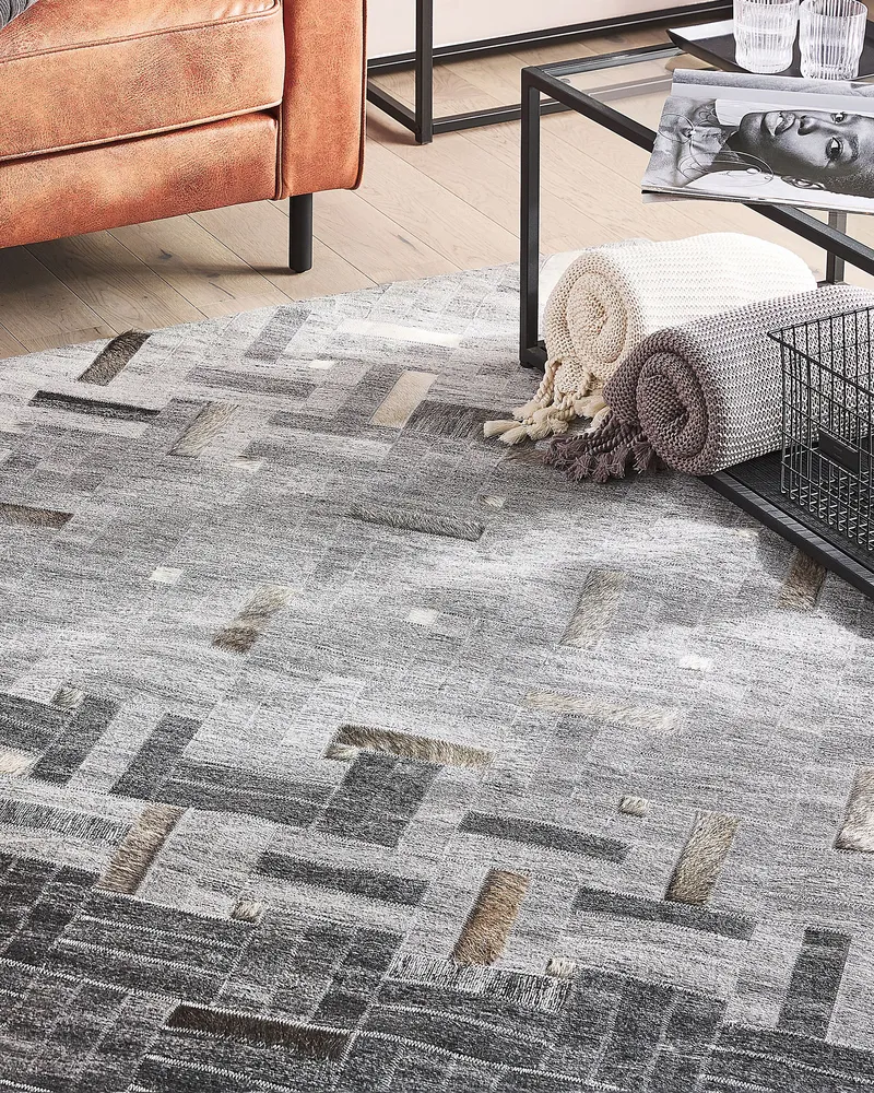 En cuir souple Area Rug 140 x 200 cm Grey DARA