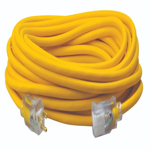 50' Ft 12/3 SJEOOW Yellow Polar and Solar Outdoor Glacial Weather Extension Cord Power Light Indicator 1688SW0002 (Pack 6)