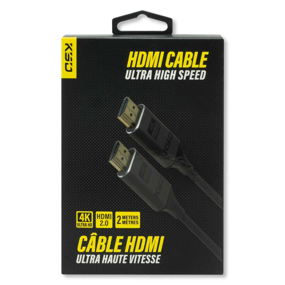 Câble HDMI ultrarapide offrant une résolution allant jusqu'à 4K @ 60Hz, 2 mètres
